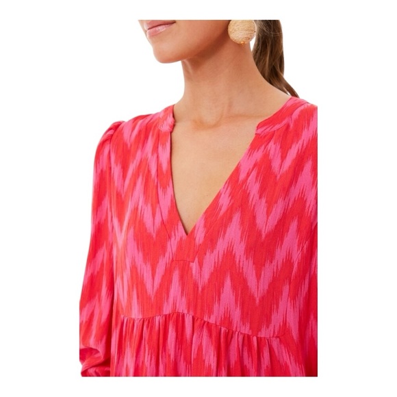 Tuckernuck Pomander Place Hot Pink Ikat Kenzo Dress Women’s Size XS Tiered - Picture 10 of 14